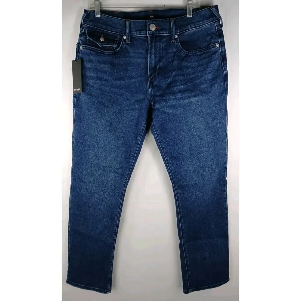 True Religion Blue Jeans Ricky SN Flap Straight Men's US Size 34 New With Tags